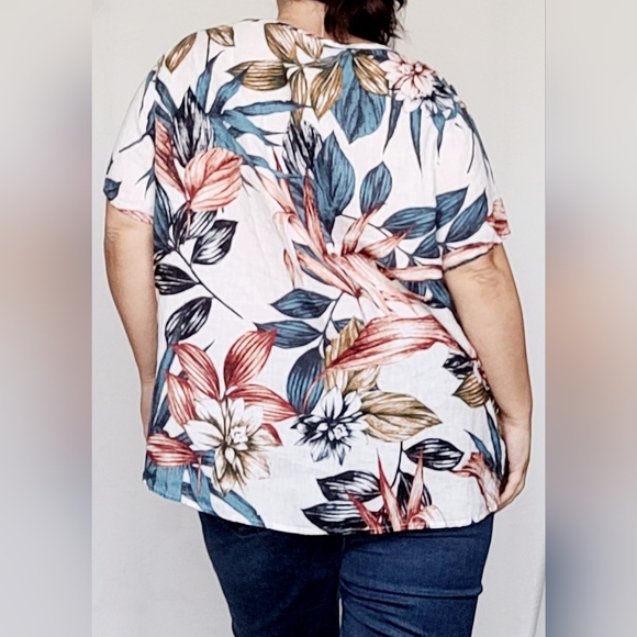 C&C California Women's 100% Linen Tropical Blouse Flowy Oversize 3XL - Picture 13 of 16